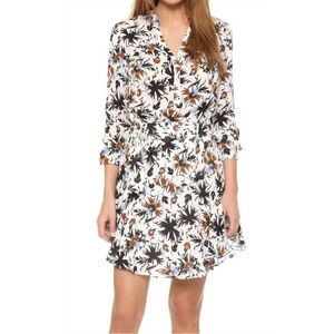 A.L.C. the way dress silk floral white multicolor feminine long sleeve size 4
